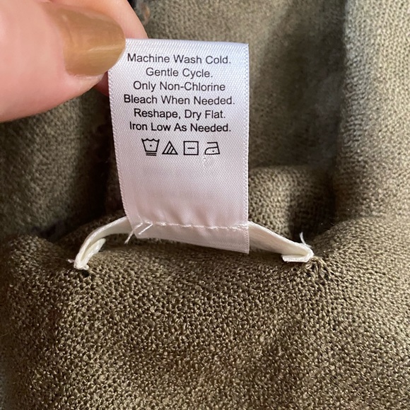 Coldwater Creek Wool blend Embroidered Wrap Dark Olive Green Fringe trim - Picture 8 of 11